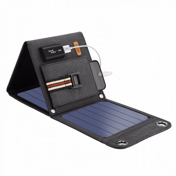 14W Solar Cell Phone and Laptop Charger - Connected