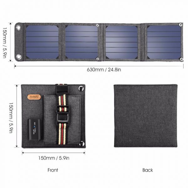 14W Solar Cell Phone and Laptop Charger - Size