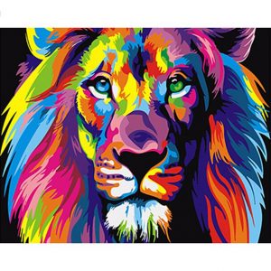 Abstract-DIY-Painting-Colourful-Lion