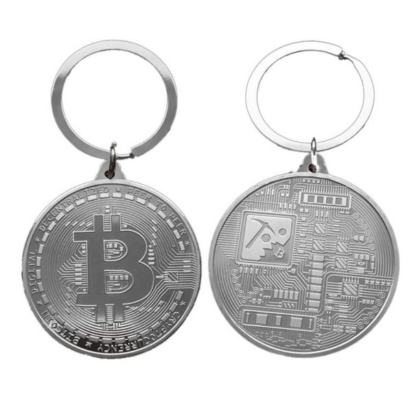 Bitcoin Coin Key Chain - Silver
