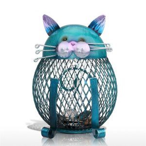 Blue Cat Shaped Coin Bank