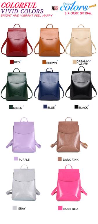 Fashionable Women's Leather Backpack - Colour