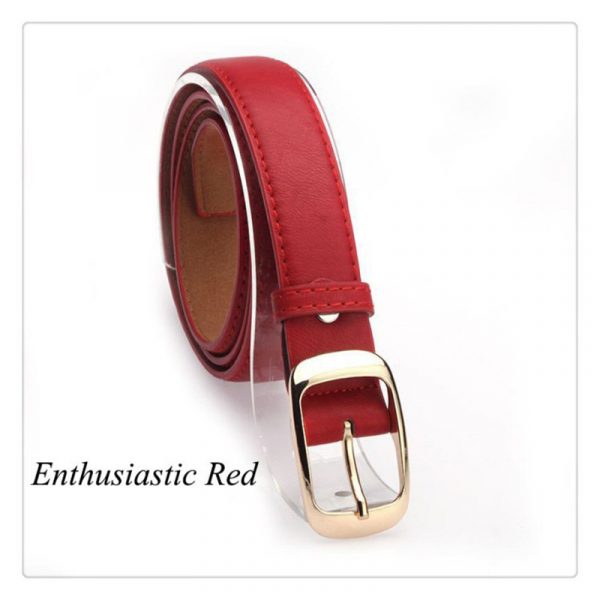 Women's Faux Leather Belt With Metal Buckle