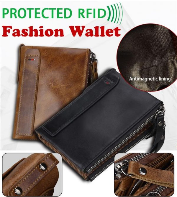 Large Genuine Leather Men's Wallet - rfid