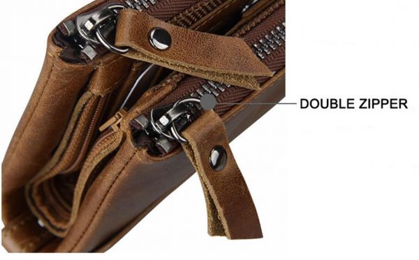 Large Genuine Leather Men's Wallet - zipper