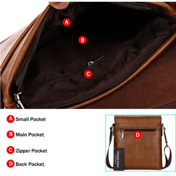 Men's Casual Leather Bag - Interior