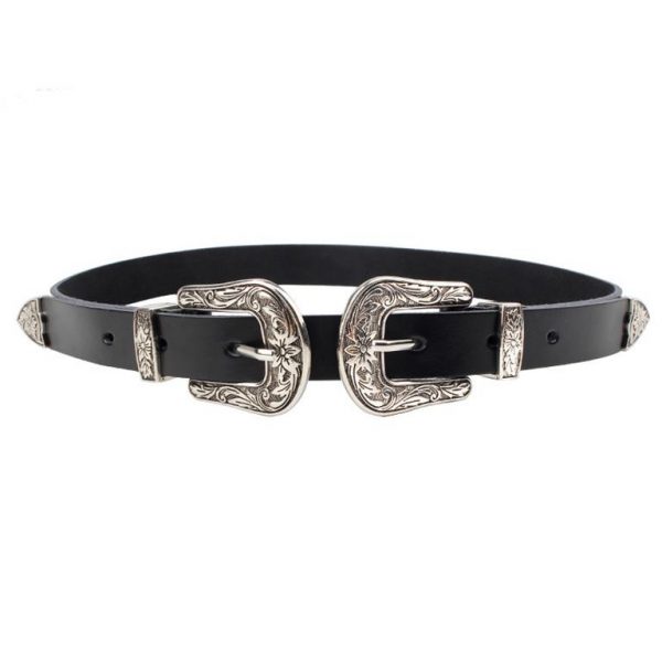 Women's Carved Double Buckle Belt - The 