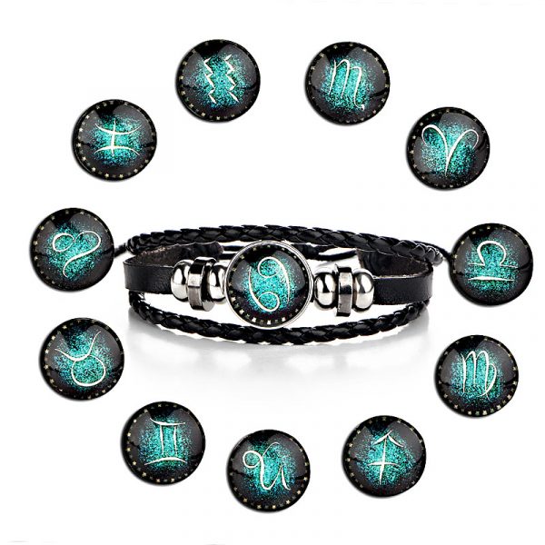 Men's Leather Zodiac Bracelet