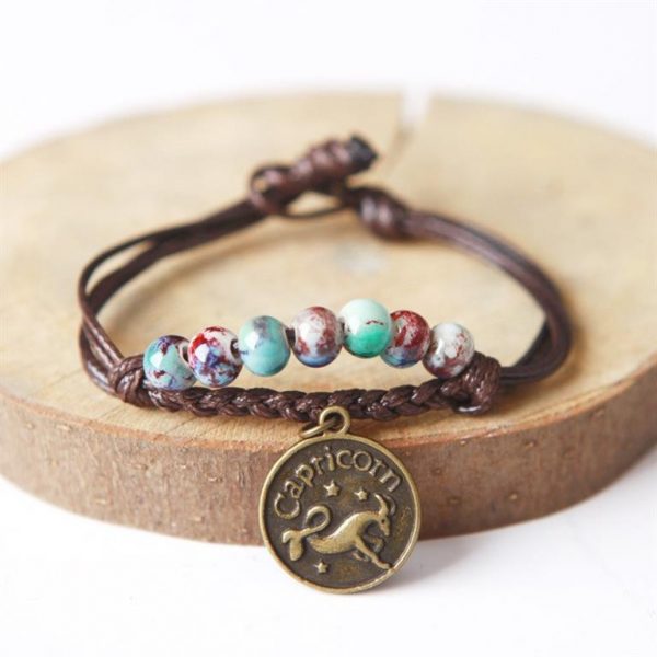 Charm Bracelet With Astrological Sign Pendant - Capricorn