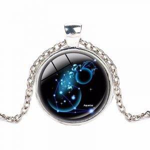 Crystal Zodiac Pendant With Silver Chain - Aquarius