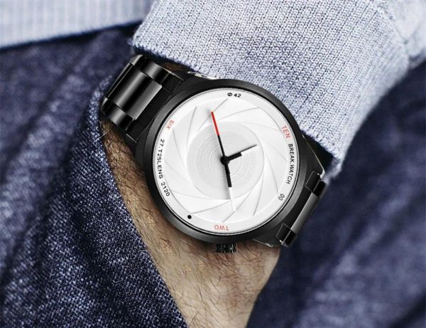 Men's Photographer Series Camera Style Watch - White Face