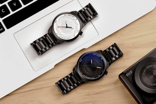 Men's Photographer Series Camera Style Watch - White and Black