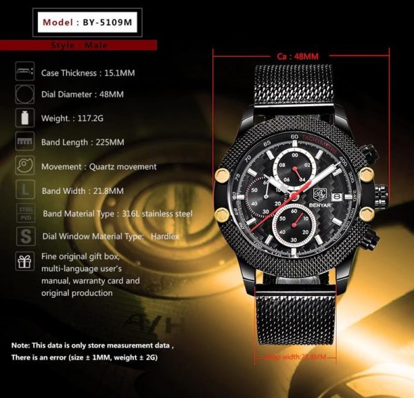 Men's Waterproof Sports Chronograph - Features