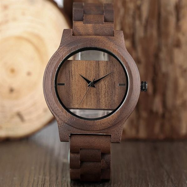 Unique Hollow Handmade Wooden Watch - 1