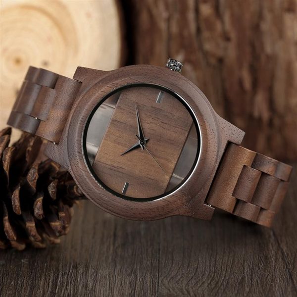 Unique Hollow Handmade Wooden Watch - 3