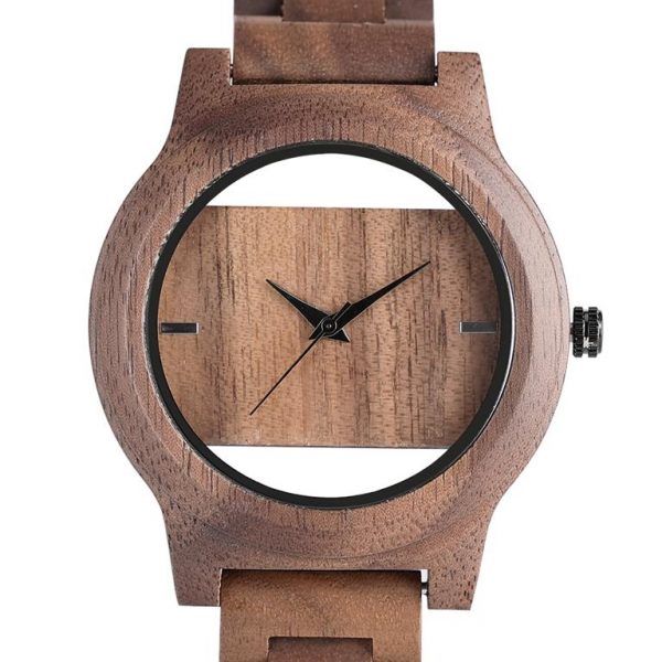 Unique Hollow Handmade Wooden Watch - front