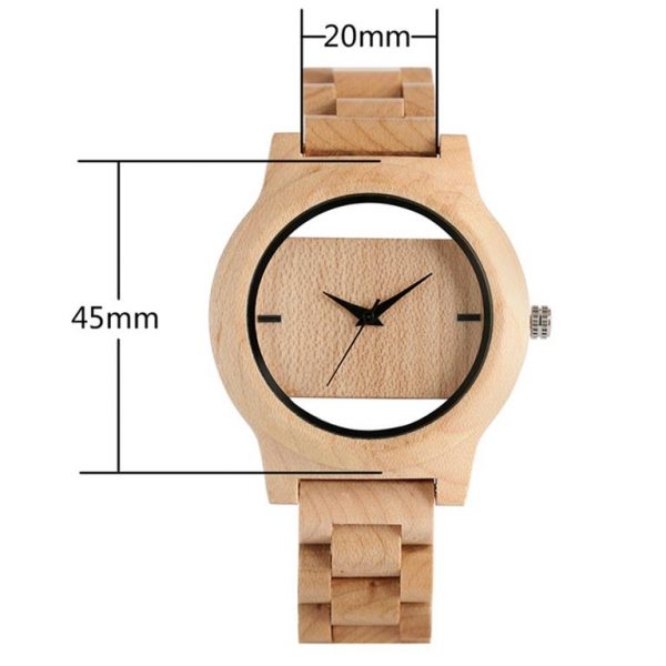 Unique Hollow Handmade Wooden Watch - size