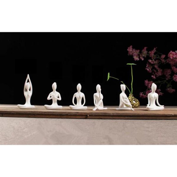 White Ceramic Yoga Figurines - set 1