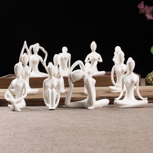 White Ceramic Yoga Figurines - set 2