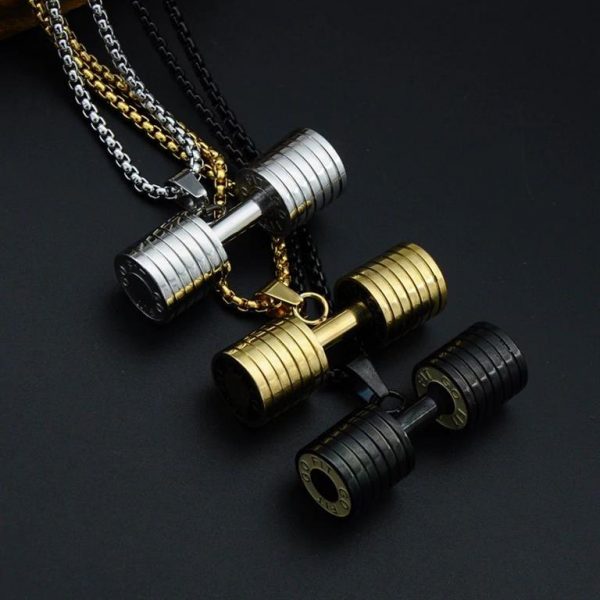 Barbell Pendant Necklace For Men - Bling Collection - Colour