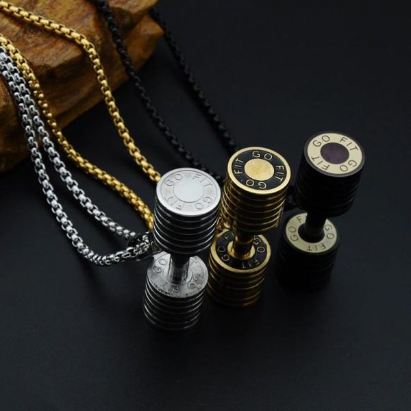 Barbell Pendant Necklace For Men - Bling Collection - Go Fit