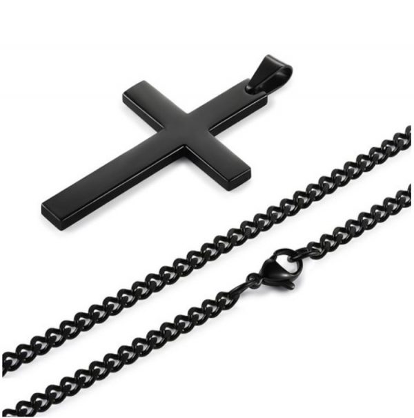 Cross Pendant With Chain - Black Chain