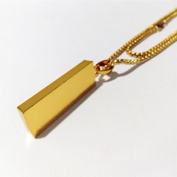 Golden Bar Pendant With Chain - Bling Collection - Back