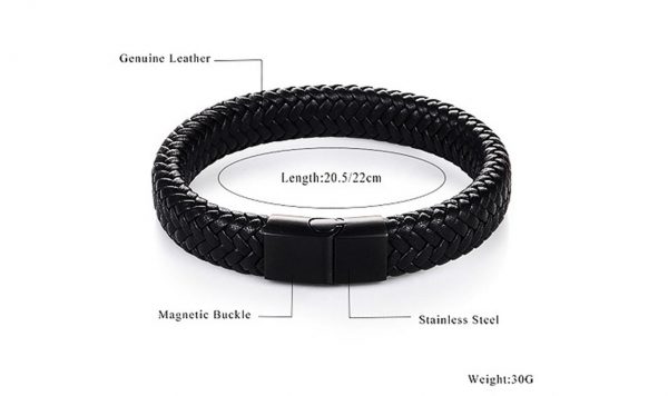 Men's Leather Braided Bracelet - 1