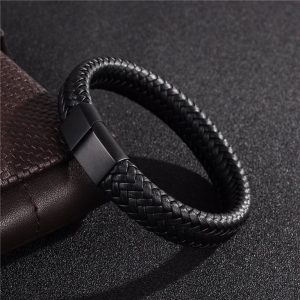 Men's Leather Braided Bracelet - 3