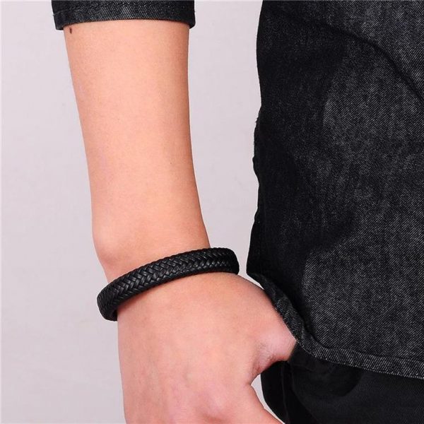 Men's Leather Braided Bracelet - 4