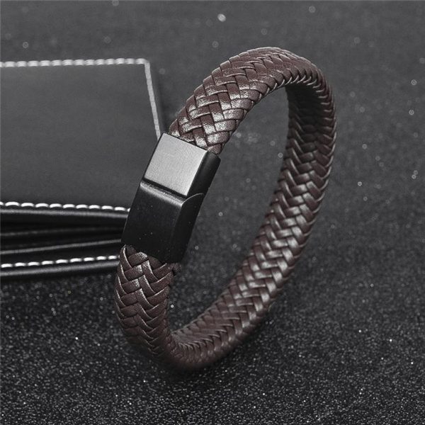 Men's Leather Braided Bracelet - 6