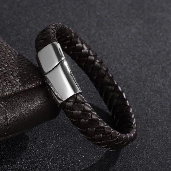 Men's Leather Braided Bracelet - 8