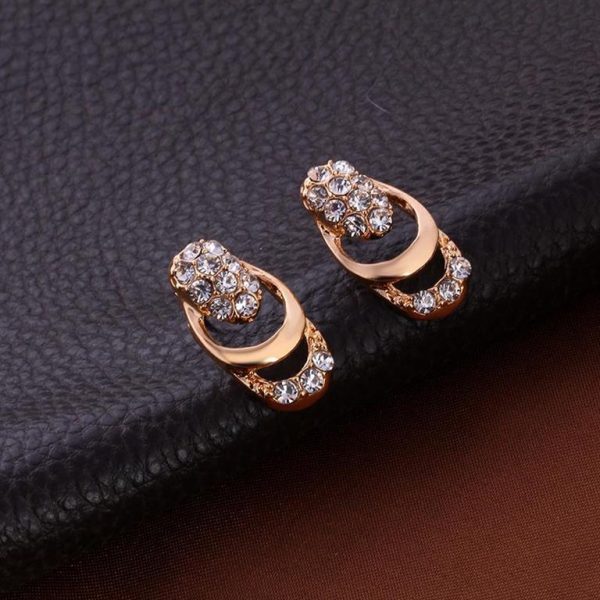 Rose Gold Crystal Party Dress Jewelry Sets For Women - Earrings