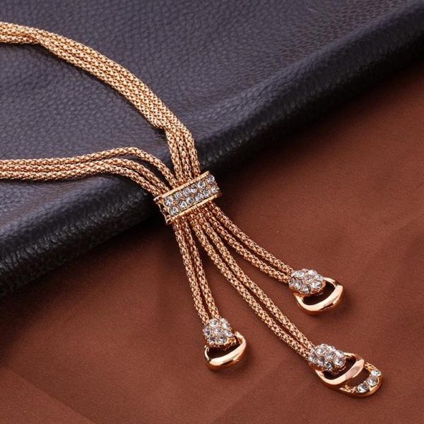 Rose Gold Crystal Party Dress Jewelry Sets For Women - Necklace