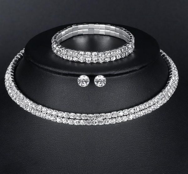 Silver Circle Bridal Jewelry Set