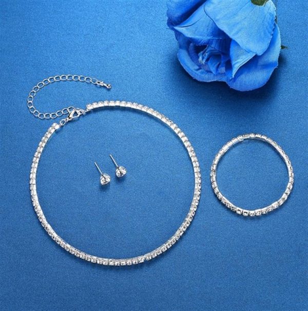 Silver Circle Bridal Jewelry Set - Blue Single