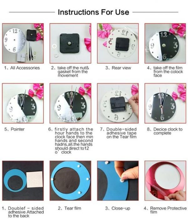 Wall Clock With Mirror Decor - Bubbles - Instructions