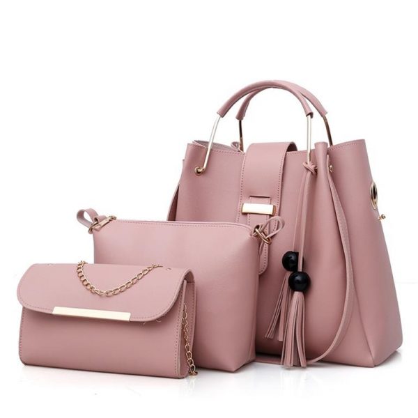 Women's 3 Piece Handbag Set - Pink