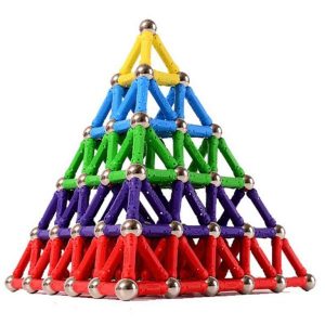 Colourful Magnetic Building Blocks Bars-and-Balls - Pyramid