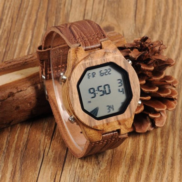 Digital Wooden Watch - Front