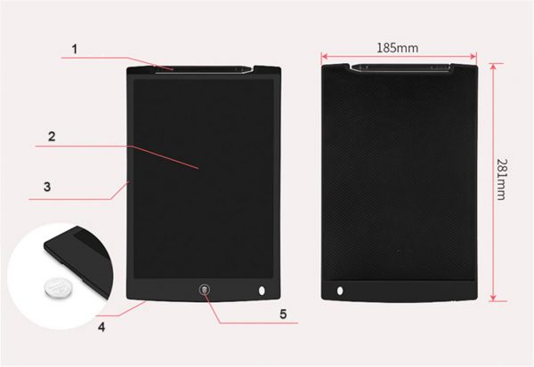 LCD Writing Tablet with Stylus Pen - Dimensions