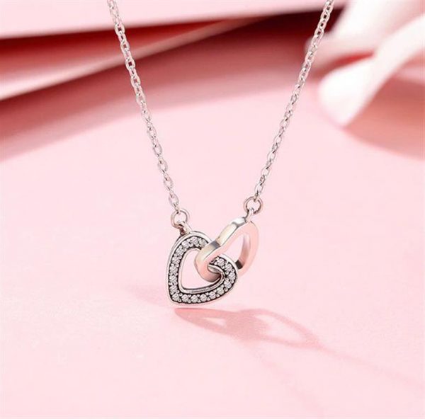 Sterling Silver Connected Hearts Pendant - 1