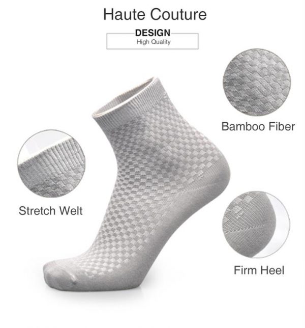 Men's Breathable Bamboo Fiber Business Socks - 5 pairs - Details