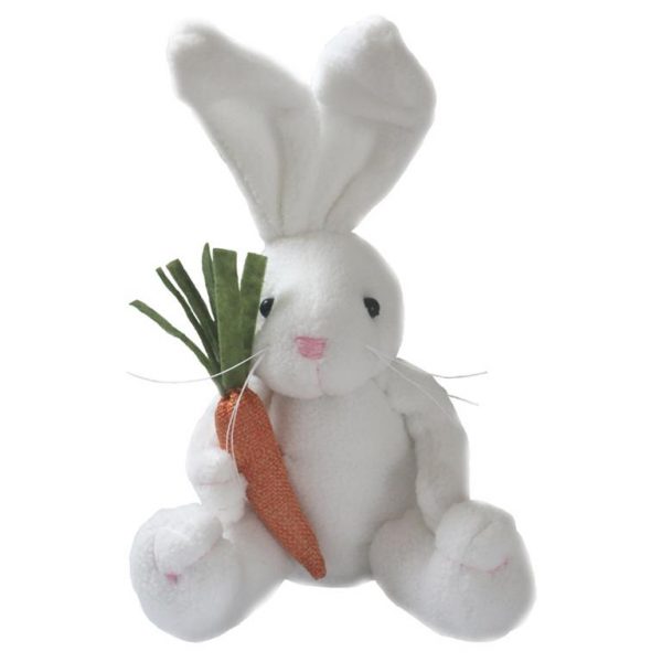 Cute Bunny Rabbit With Carrot - White
