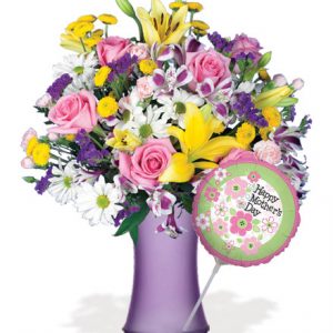 Mother's Day Garden with Vase & Balloon Flower Delivery