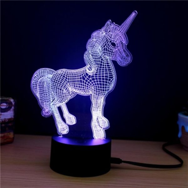 3D LED Unicorn Night Lamp - Blue