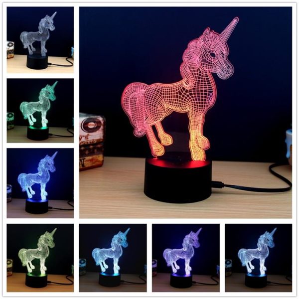 3D LED Unicorn Night Lamp - Colours
