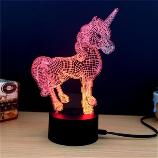 3D LED Unicorn Night Lamp - Red