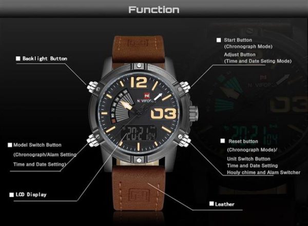 Men's Fashion Leather Military Sport Watch - Specifications