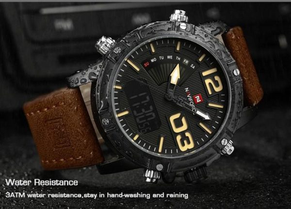 Men's Fashion Leather Military Sport Watch - Water Resistance